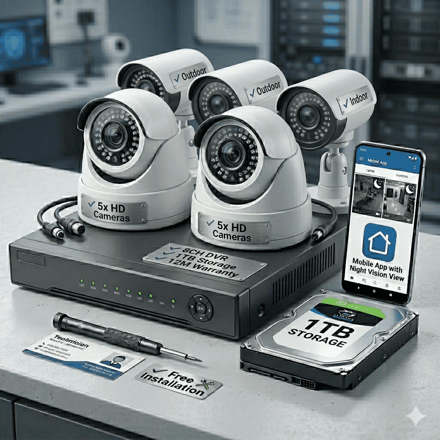 5 Camera CCTV Package